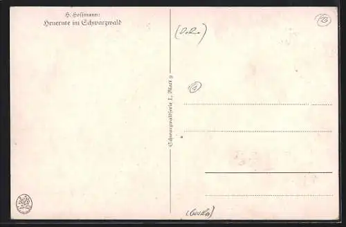 Künstler-AK H. Hoffmann: Heuernste mit Ochsengespann