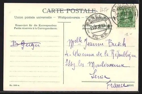 AK Basel, Wettsteinbrücke, Münster