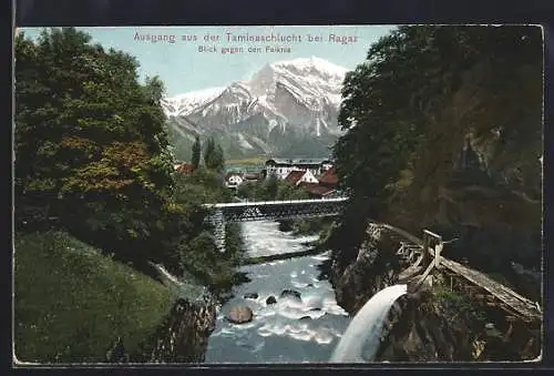 AK Ragaz, Ausgang aus der Taminaschlucht mit Blick gegen den Falknis