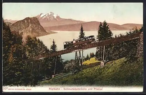 AK Rigibahn mit Schnurtobelbrücke, Pilatus