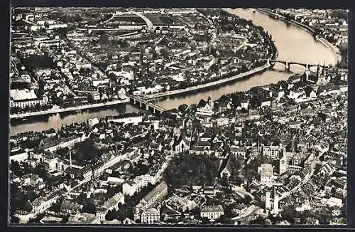 AK Basel, Mittlere Rheinbrücke und Wettsteinbrücke