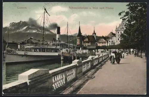 AK Luzern, Dampfer am Schweizerhofquai