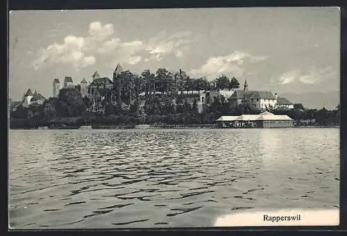 AK Rapperswil, Uferpartie mit Kirche