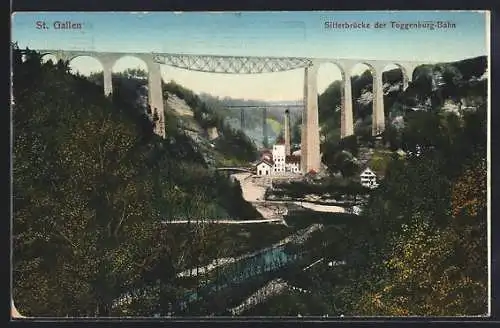 AK St. Gallen, Sitterbrücke der Toggenburg-Bahn