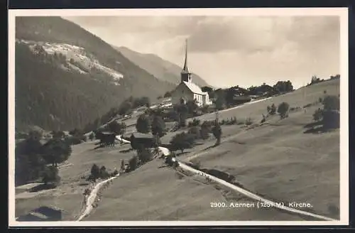 AK Aernen, Kirche, Gesamtansicht mit Umgebung