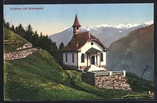 AK Braunwald, Kirchlein auf dem Hang