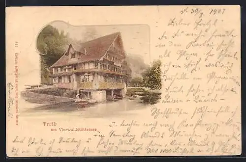 AK Treib am Vierwaldstättersee, Gasthaus am Seeufer