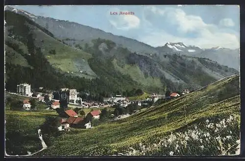 AK Les Avants, Ortsansicht mit Bergpanorama