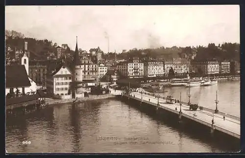 AK Luzern, Seebrücke gegen den Schwanenplatz