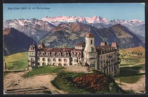 AK Rigi-Kulm, Hotel Edelweiss mit Blick gegen die Berneralpen