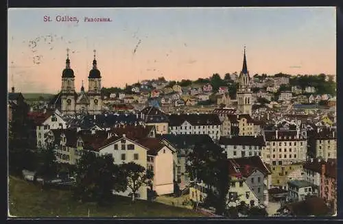 AK St. Gallen, Panorama mit Kirchen