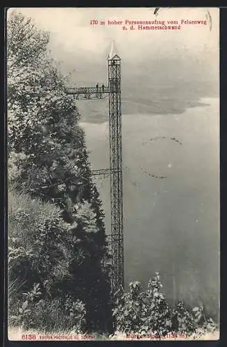 AK Bürgenstock, hoher Personenaufzug vom Felsweg n.d. Hammetschwand