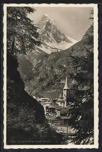 AK Zermatt, Eglise et Mont Cervin