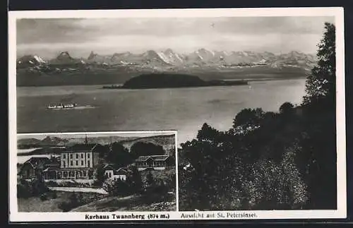 AK Twannberg, Kurhaus und Aussicht auf St. Petersinsel