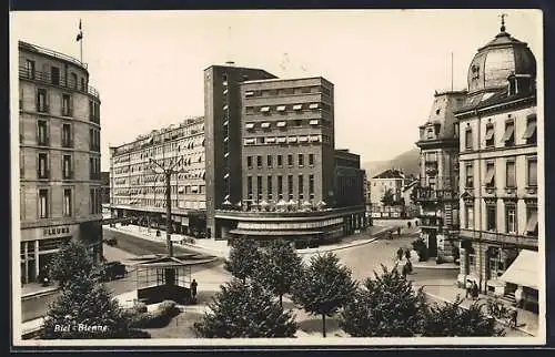 AK Biel-Bienne, Strassenpartie mit Hochhäusern