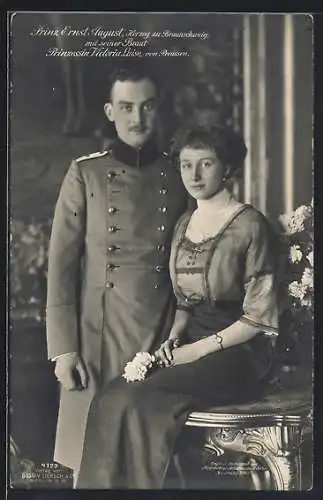 AK Prinz Ernst August Herzog zu Braunschweig mit seiner Braut Prinzessin Victoria Luise von Preussen