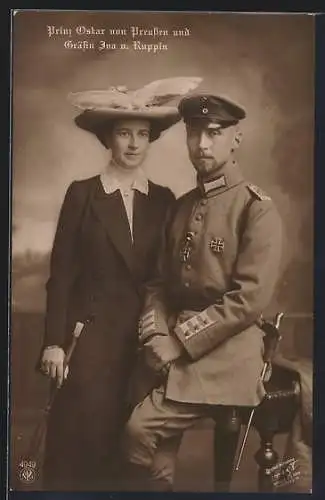 AK Prinz Oskar von Preussen und Gräfin Ina von Ruppin, stehend