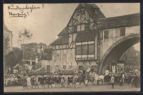 AK Hamburg, 16. Deutsches Bundesschiessen 1909, Festwagen Weiterentwicklung des Hafen's