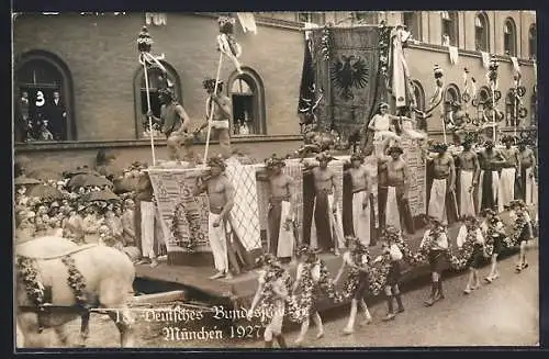 AK München, 18. Deutsches Bundesschiessen 1927, Festwagen