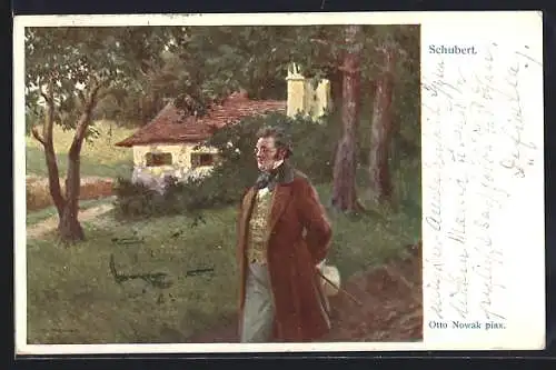 Künstler-AK Schubert, Portrait im Garten