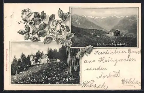 AK Heilig Wasser, Kirche, Schutzhaus am Patscherkofel, Rosenzweig