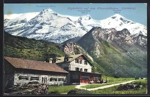 AK Orglerhütte auf dem Wasserfallboden, Motiv mit Wiesbachhorn und Glockerin