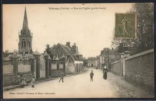 AK Vibraye, Rue de l`Eglise, Strassenpartie