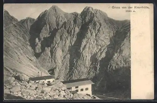 AK Knorrhütte, Berghütte an der Zugspitze, D. u. Oe. Alpen-Verein Sektion München