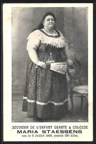 AK Maria Staessens, née le 8 Juilet 1888, pesant 180 kilos