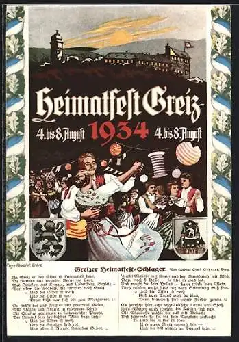 AK Greiz, Heimatfest 1934, Tanzende Gäste beim Fest