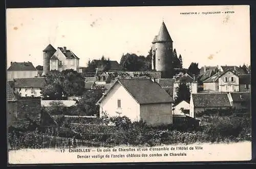 AK Charolles, Vue de l`Hôtel de Ville et vestige du château des comtes de Charolais