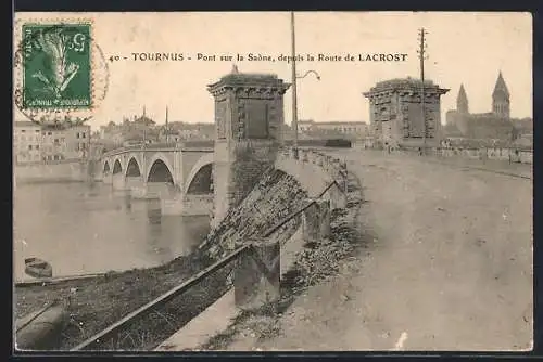 AK Tournus, Pont sur la Saône depuis la Route de Lacrost