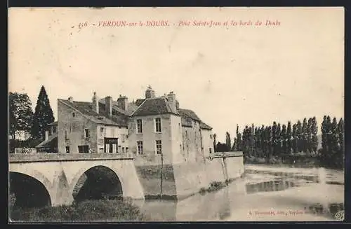 AK Verdun-sur-le-Doubs, Pont Saint-Jean et les bords du Doubs