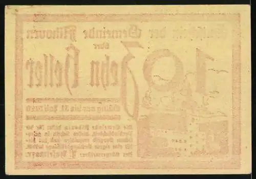 Notgeld Alkoven 1920, 10 Heller, Burgmotiv, gültig bis 31. Juli 1920