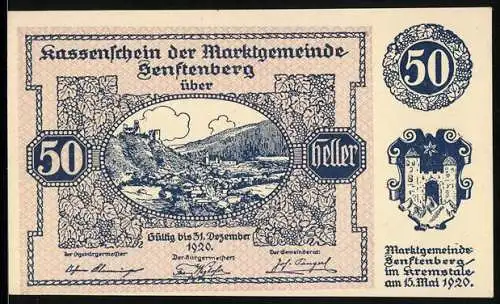 Notgeld Senftenberg 1920, 50 Heller, Landschaftspanorama und Burg, Serie V