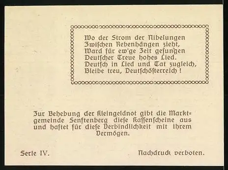 Notgeld Senftenberg 1920, 20 Heller, Burgmotiv und Wappen, Gültig bis 31. Dezember 1920