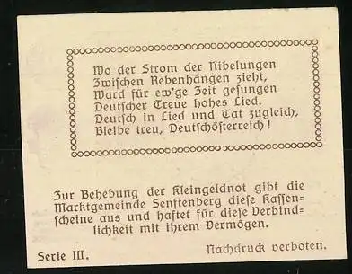 Notgeld Senftenberg 1920, 10 Heller, Landschaftsmotiv, Serie III