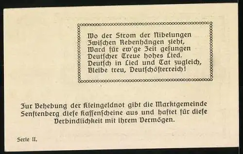 Notgeld Senftenberg 1920, 50 Heller, Burgruine und Landschaftsmotiv, Serie II