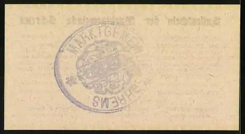 Notgeld Schrems 1920, 20 Heller, mit Marktsiegel und Garantieerklärung der Markgemeinde