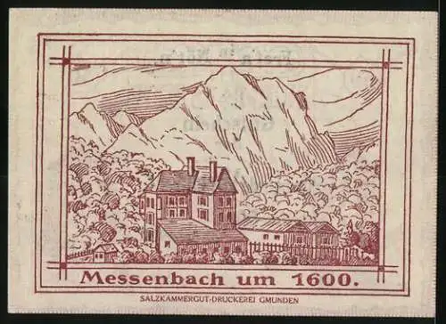 Notgeld Vorchdorf 1920, 50 Heller, Kirche und Turm, Messenbach um 1600