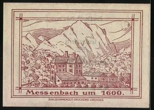 Notgeld Vorchdorf 1920, 50 Heller, Stadtansichten und Messenbach um 1600