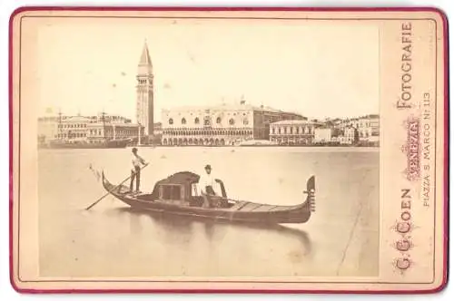 Fotografie G. G. Coen, Venezia, Ansicht Venedig - Venezia, Gondel vor Markusturm & Dogenpalast