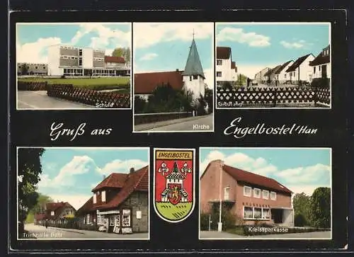 AK Engelbostel /Han., Trinkhalle Bahr, Schule, Kreissparkasse