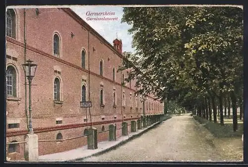 AK Germersheim, Strassenpartie am Garnisonlazarett