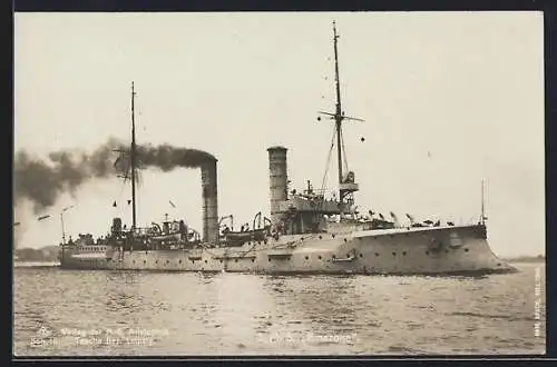 AK Kriegsschiff S.M.S. Amazone in voller Fahrt