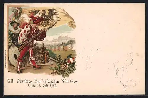 Künstler-AK Paul Ritter: Nürnberg, XII. Deutsches Bundesschiessen 1897