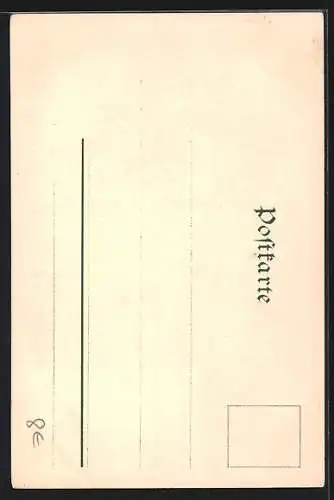 Lithographie Dame mit Kirschzweigen, Jugendstil