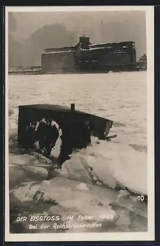 AK Wien, Eisstoss im Feber 1929, Bei der Reichsbrücke