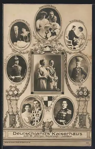 AK Deutschlands Kaiserhaus zum 25 Regierungsjubiläum, Einzelportraits