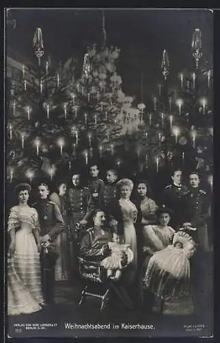 AK Weihnachtsabend im Kaiserhause, Wilhelm II. mit Familie